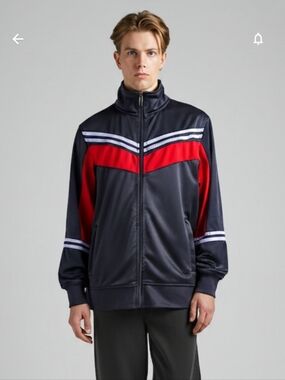 Black Keys Merch Black and Red Track Jacket with Contrast Stripes